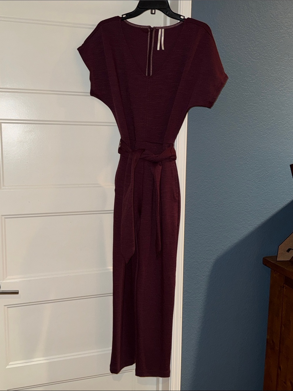 Anthropologie Women’s Aubergine Tie-Waist Jumpsuit